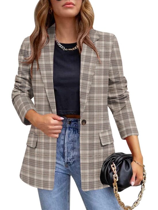 Jewelry - Womens Casual Blazer Jacket Long Sleeve Open Front Work Office Blazer Lapel Butt